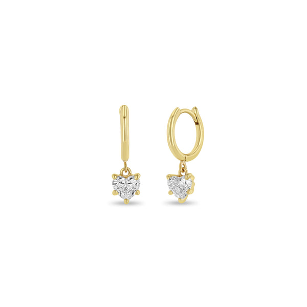 Zoë Chicco 14k Gold Dangling Heart Diamond Small Hinge Huggie Hoop Earrings