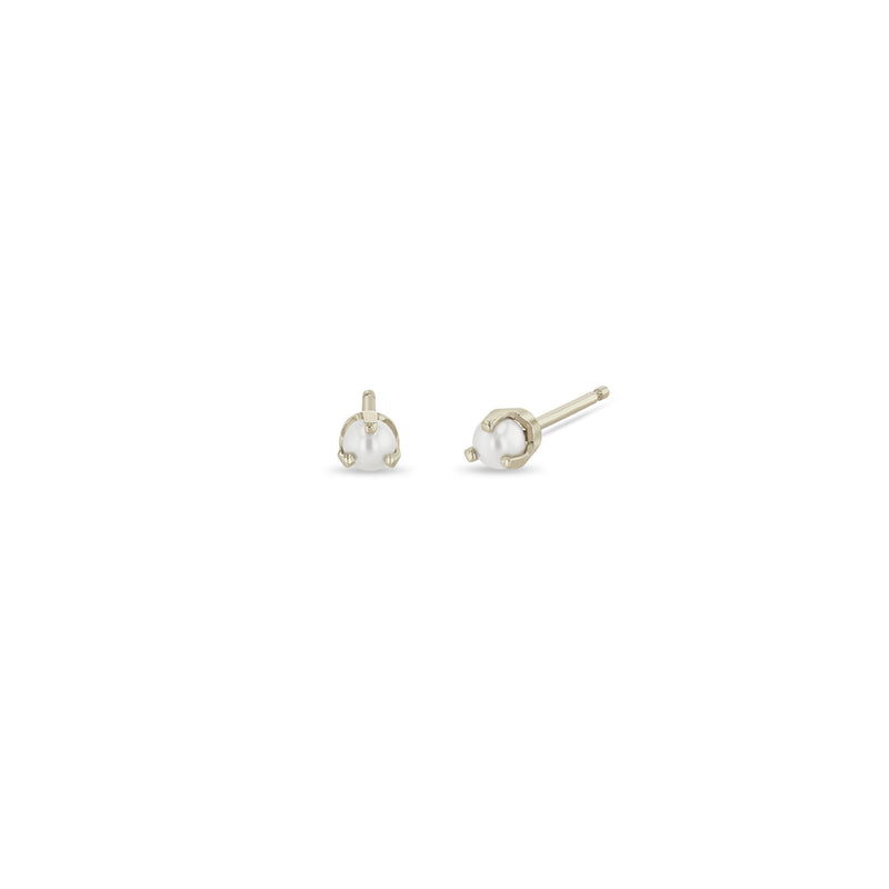 G Small Pearl Beads Metallic Hoop Stud Earrings