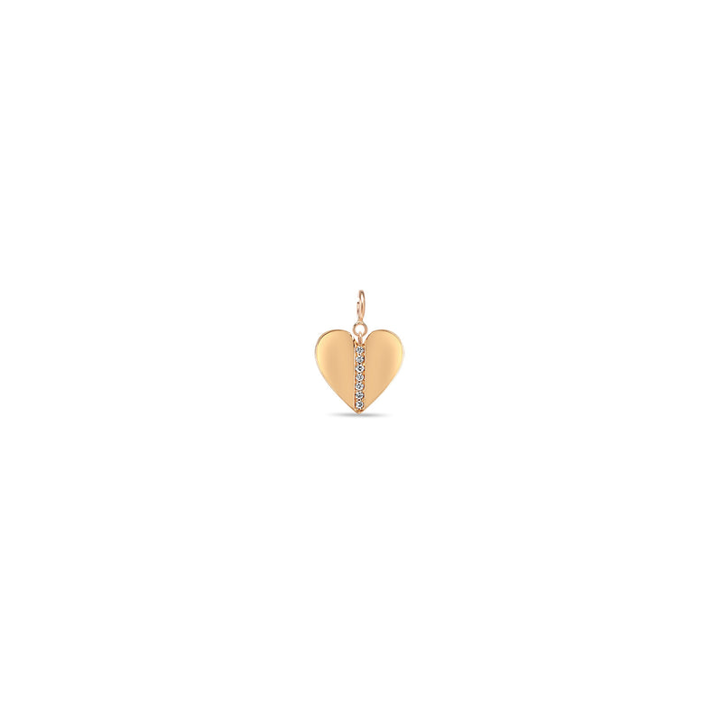 Zoë Chicco 14k Rose Gold Pavé Diamond Line Heart Spring Ring Charm Pendant