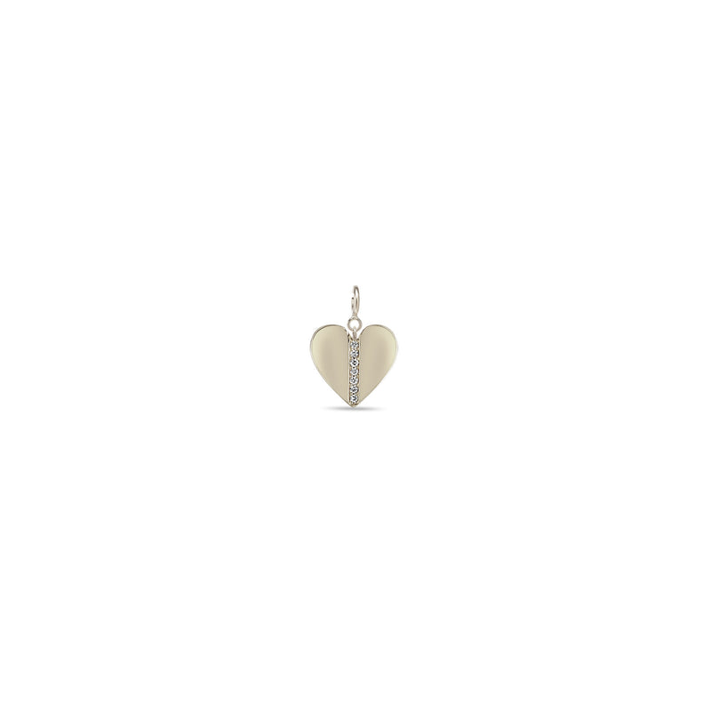 Zoë Chicco 14k White Gold Pavé Diamond Line Heart Spring Ring Charm Pendant