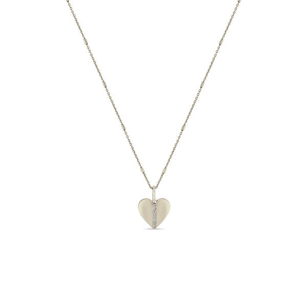 Zoë Chicco 14k White Gold Pavé Diamond Line Heart Pendant Necklace