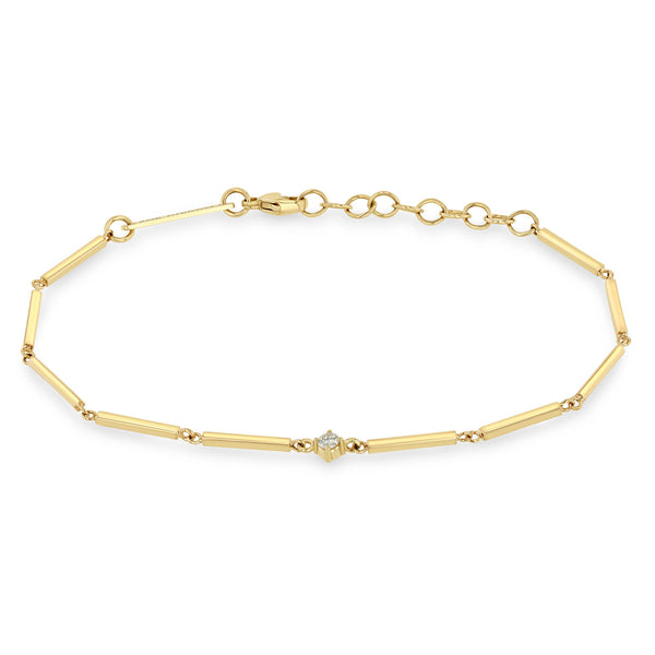 Zoë Chicco 14k Gold Single Diamond Gold Linked Bar Bracelet