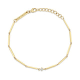 top down view of a Zoë Chicco 14k Gold Single Diamond Gold Linked Bar Bracelet