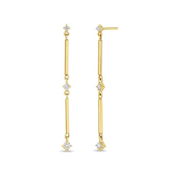 Zoë Chicco 14k Gold Linked Bar & Graduated Diamond Drop Earrings