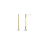 Zoë Chicco 14k Gold Bar & 2 Prong Diamond Drop Earrings