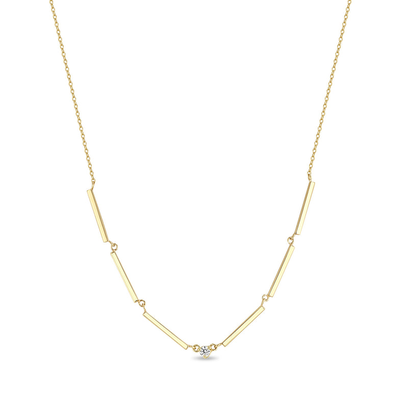 Zoë Chicco 14k Gold Single Diamond Gold Linked Bar Necklace
