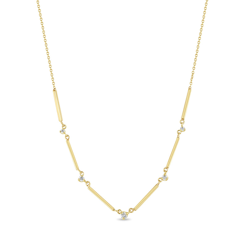 Zoë Chicco 14k Gold 6 Linked Bar & Graduated Diamond Station Necklace