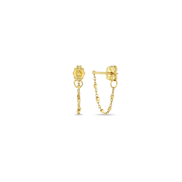 Pair of Zoë Chicco 14k Gold Square Bead Chain Huggie Earrings