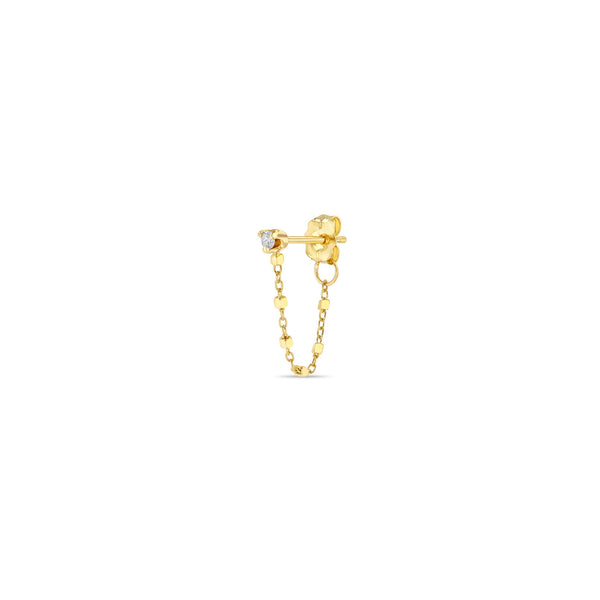 Single Zoë Chicco 14k Gold Prong Diamond Square Bead Chain Huggie Earring