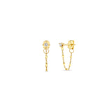 Zoë Chicco 14k Gold Prong Diamond Square Bead Chain Huggie Earrings