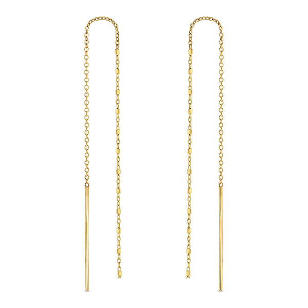 Zoë Chicco 14k Gold Square Bead Chain Drop Threader Earrings