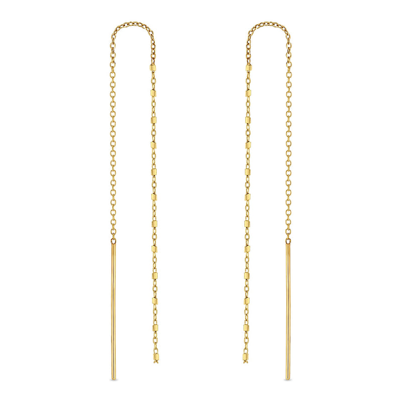 Zoë Chicco 14k Gold Square Bead Chain Drop Threader Earrings