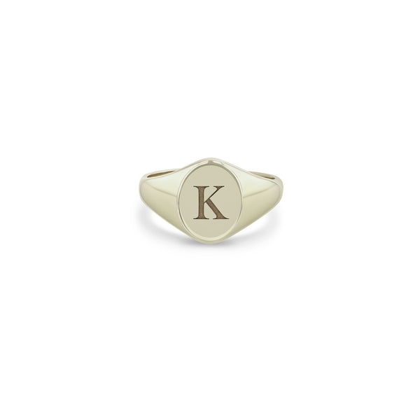 Zoë Chicco 14kt Gold Engraved Initial Oval Signet Ring