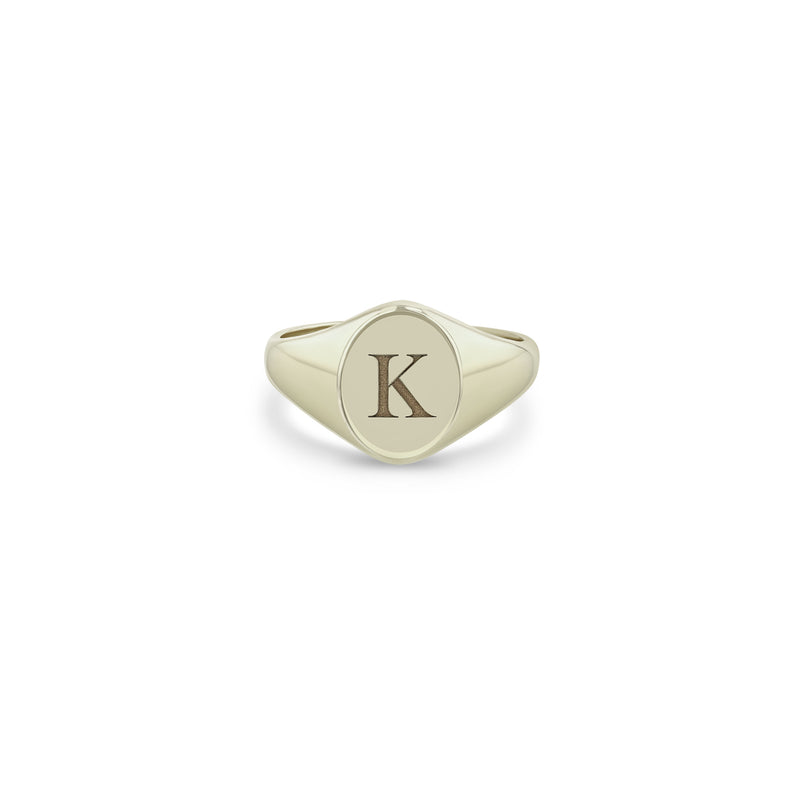 14k Engraved Initial Oval Signet Ring