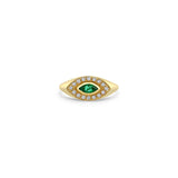 Zoë Chicco 14kt Gold Marquise Emerald & Diamond Halo Signet Ring