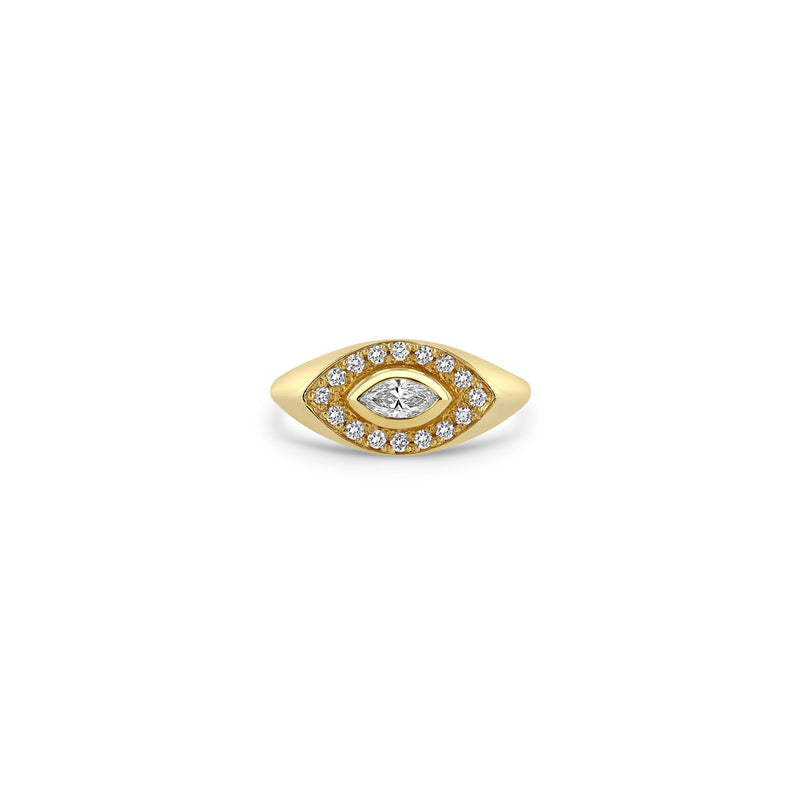 Zoë Chicco 14k Gold Marquise Diamond Halo Signet Ring