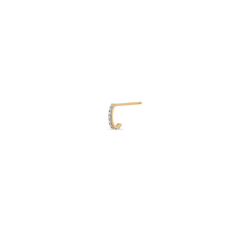 Single Zoë Chicco 14k Gold Pavé Diamond Rectangle Bar Huggie Hoop Earring