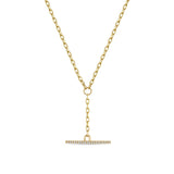 Zoë Chicco 14k Gold Small Square Oval Chain Pavé Diamond Faux Toggle Lariat Necklace