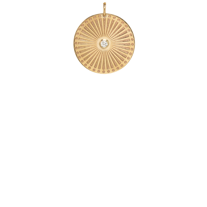 14k small sunbeam medallion disc charm