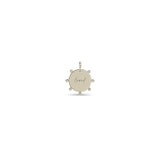 14k Single Small "loved" Disc with Prong Diamonds Charm Pendant