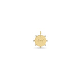 Zoë Chicco 14k Gold Small "loved" Disc with Prong Diamonds Clip On Charm Pendant