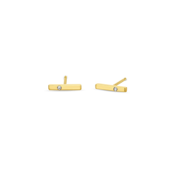 Zoe Chicco 14k Gold Single Diamond Thin Bar Stud Earrings