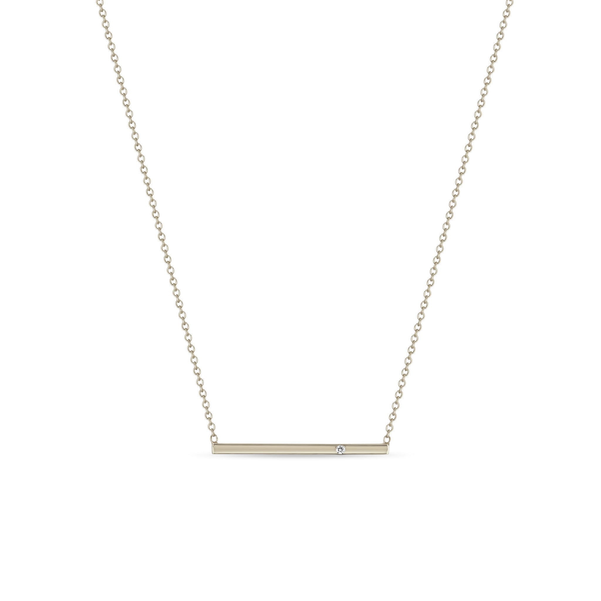 Zoë Chicco 14k Gold Flush Set Diamond Bar Necklace