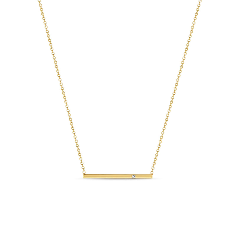 Zoë Chicco 14k Gold Flush Set Diamond Bar Necklace