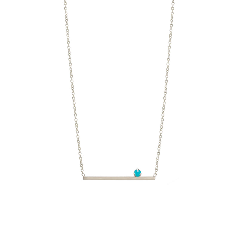 Zoe Chicco 14kt Gold Prong Set Turquoise Straight Bar Necklace