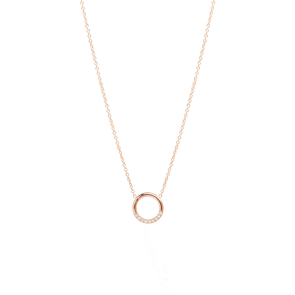 Zoë Chicco 14kt Gold Small Thick Circle Necklace with 10 White Pave ...