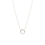 14k small thick circle necklace with 10 white pave diamonds