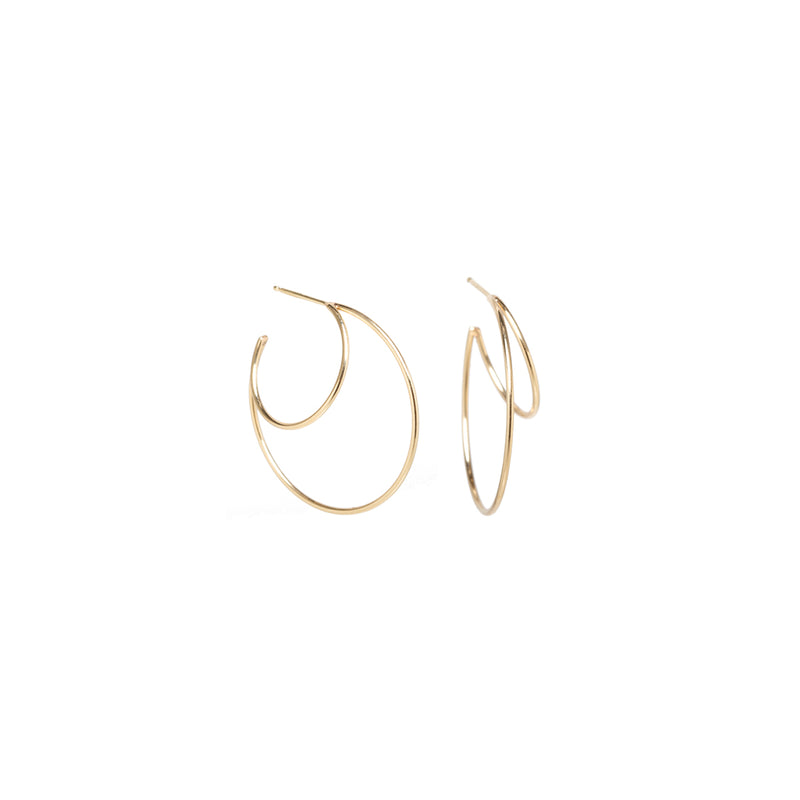 14k Gold Double Wire Small Hoops - SALE