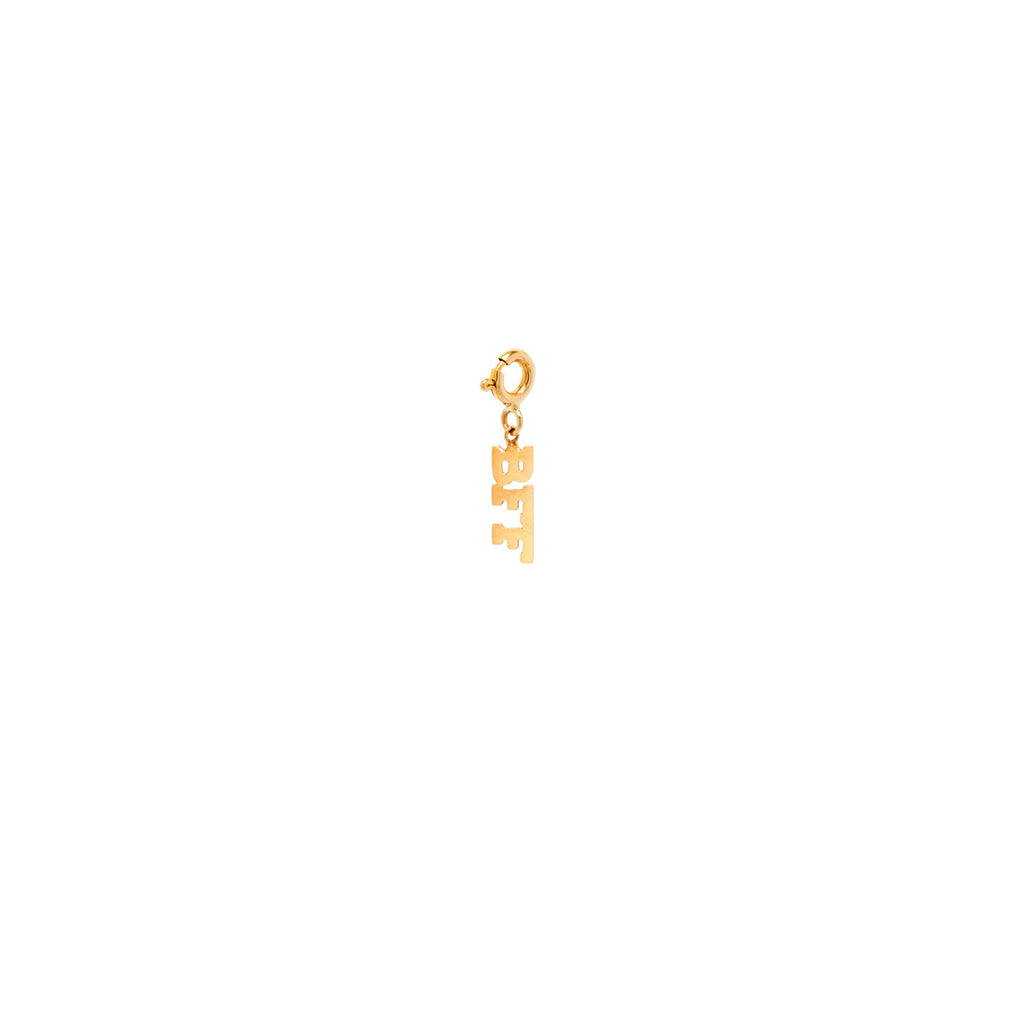 14k tiny BFF charm pendant with spring ring