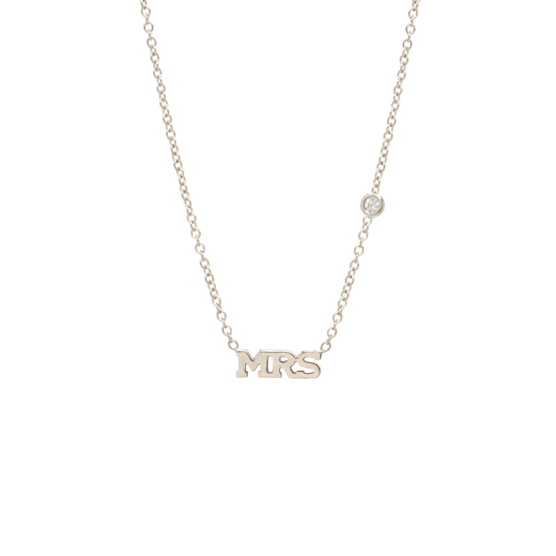 14k Itty Bitty MRS Necklace with Floating Diamond
