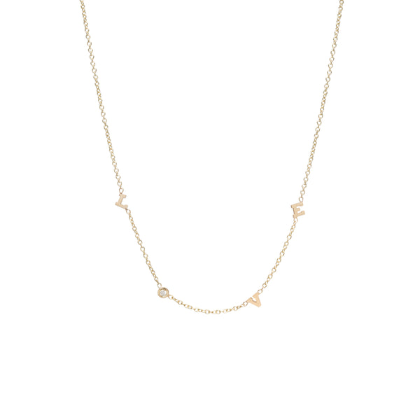 Zoë Chicco 14kt Gold Itty Bitty Scattered LOVE with Diamond Necklace