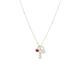 Zoe Chicco 14kt Gold LOVE Charm Necklace with a Padlock & Ruby