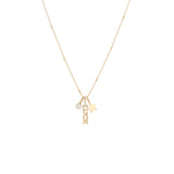 14k Gold LUCK Charm Necklace with Star & Diamond