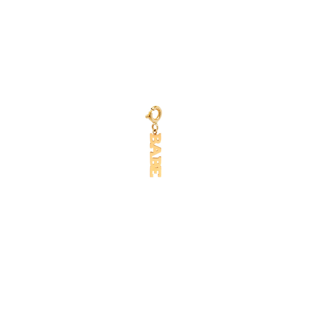 14k tiny BABE charm pendant with spring ring