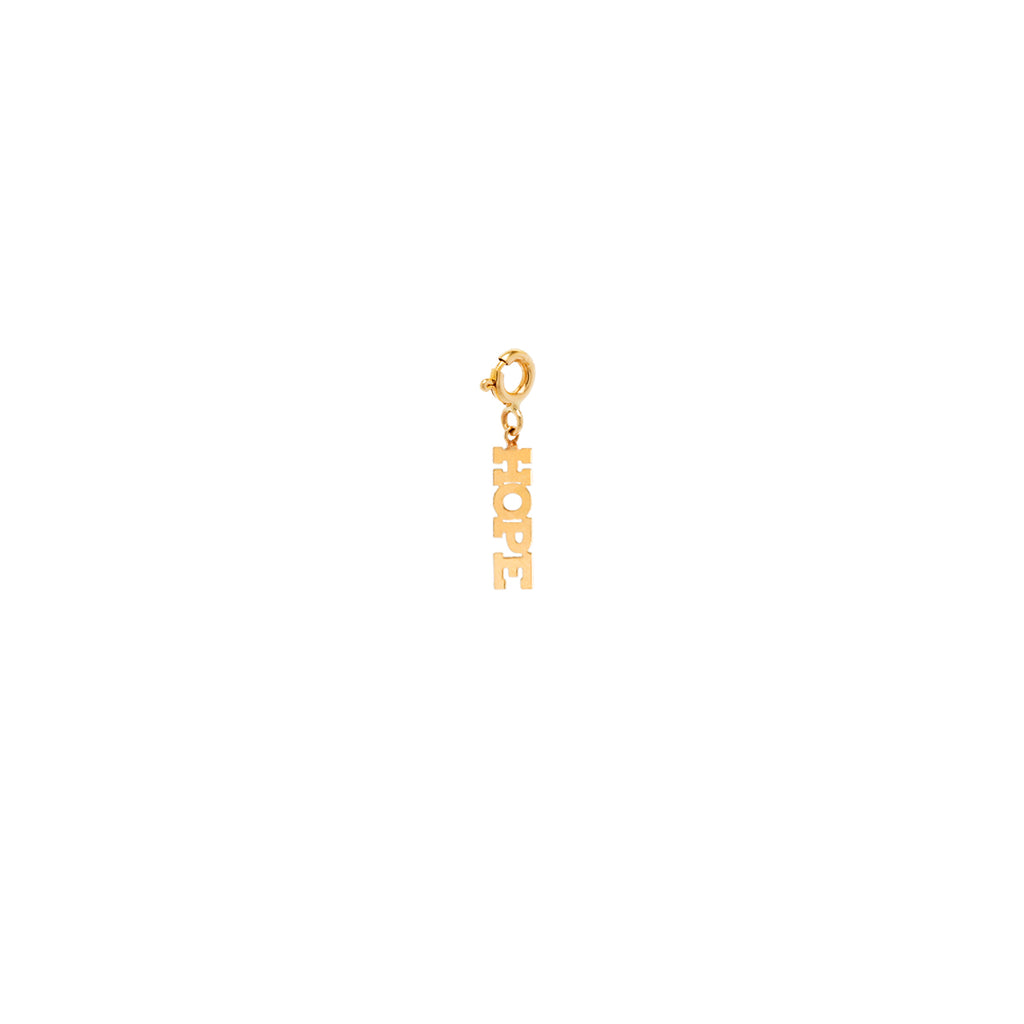 14k tiny HOPE charm pendant with spring ring