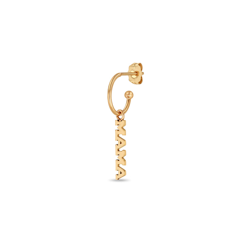 Zoë Chicco 14k Gold Dangle Itty Bitty MAMA Charm Huggie Hoop Earring