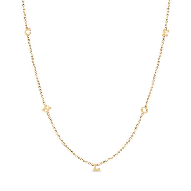 Zoë Chicco 14kt Gold Itty BItty Scattered Multi Letter Necklace