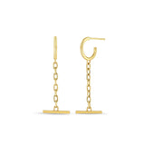 Zoë Chicco 14k Gold Square Oval Chain Toggle Drop Thick Huggie Hoop Earrings
