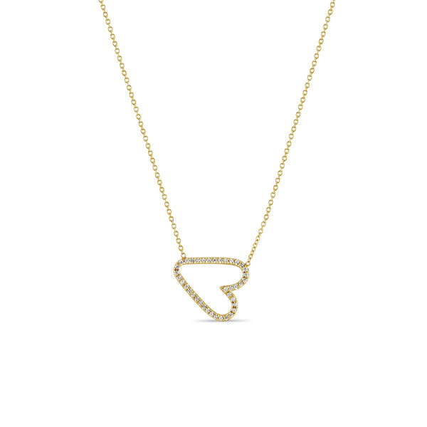 Zoë Chicco 14k Gold Sideways Pavé Diamond Heart Necklace
