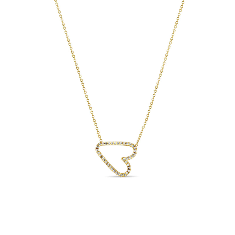 14k Yellow Gold Engravable Sideways Heart Pendant - American Jewelry
