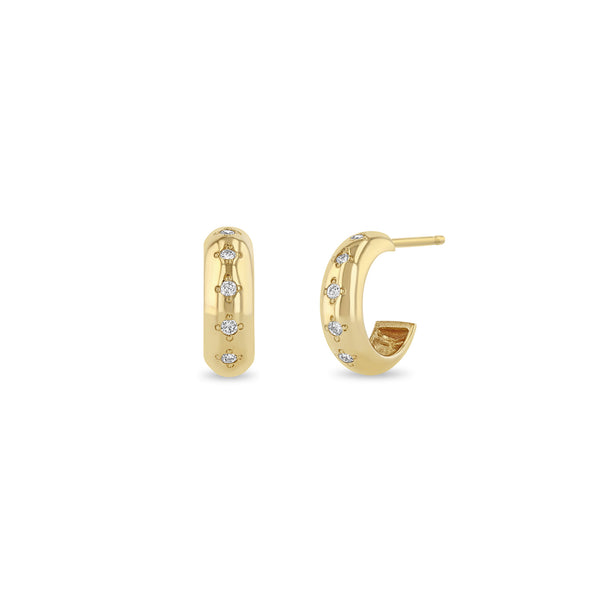 Zoë Chicco 14k Gold 5 Diamond Chubby Huggie Hoop Earrings