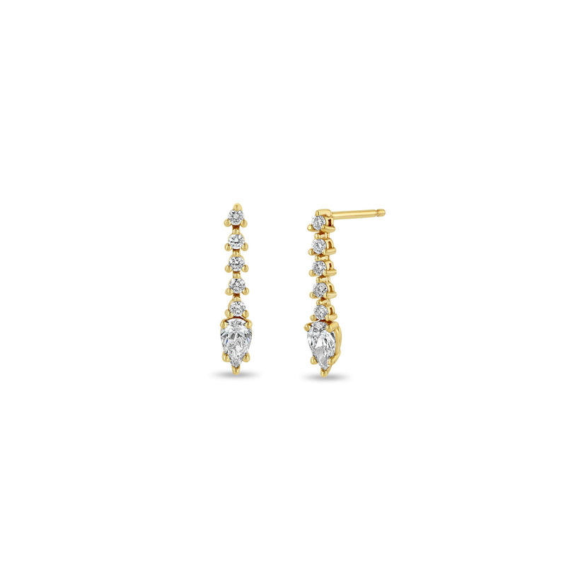 Zoë Chicco 14k Gold Diamond Tennis with Pear Diamond Short Drop Earrings