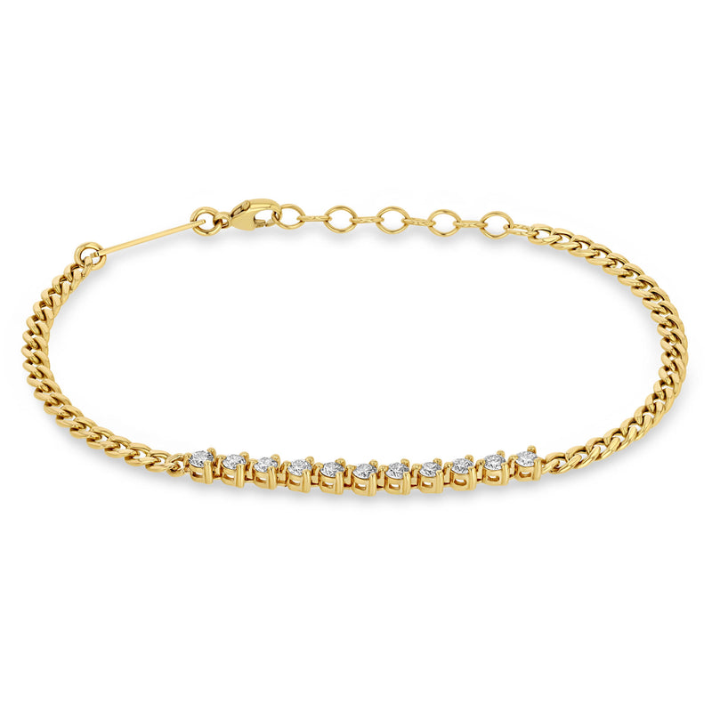 Zoë Chicco 14k Gold Diamond Tennis Segment Small Curb Chain Bracelet
