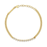 top down view of a Zoë Chicco 14k Gold Diamond Tennis Segment Small Curb Chain Bracelet