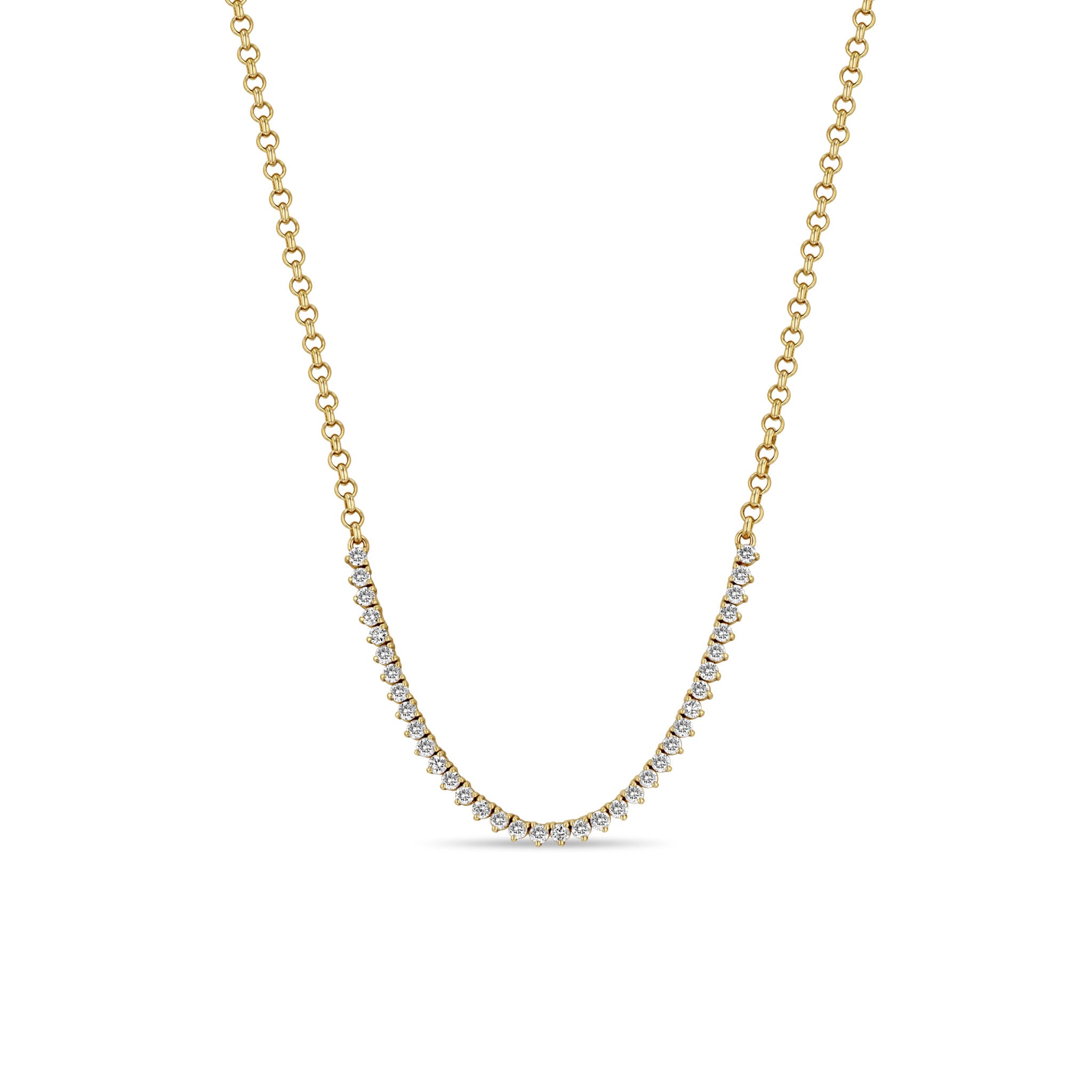 Zoë Chicco 14k Gold Diamond Tennis Segment Rolo Chain Necklace