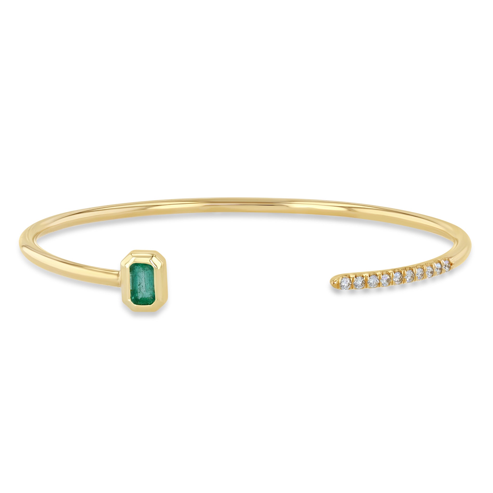 Zoë Chicco 14k Gold Emerald Cut Emerald & Pavé Diamond Cuff Bracelet ...